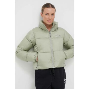 Columbia geacă Puffect Cropped Jacket femei, culoarea verde, de iarnă 2002491