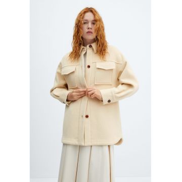 Jacheta-camasa din amestec de lana cu buzunare aplicate Doctor