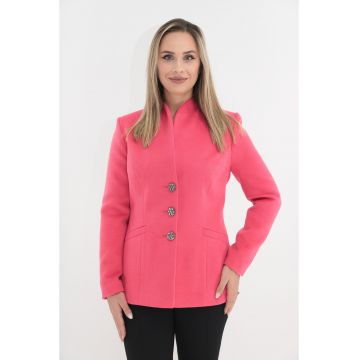 Jacheta scurta din stofa roz