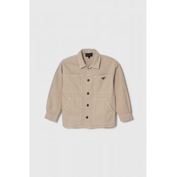 Emporio Armani jachetă de cămașă din bumbac culoarea bej