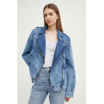 Boss Orange geaca jeans femei, de tranzitie, oversize, 50518210