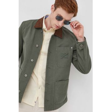 Pepe Jeans geaca Linus barbati, culoarea verde, de tranzitie