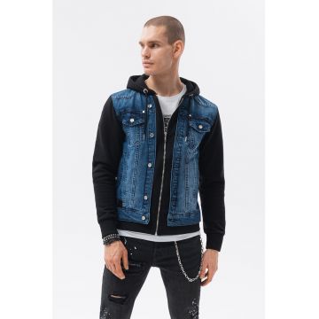 Jacheta de denim cu gluga - Negru stins