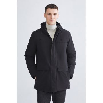 Geaca cu captuseala din material fleece - Negru