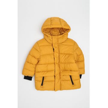Geaca cu gluga si buzunare laterale - Galben sofran