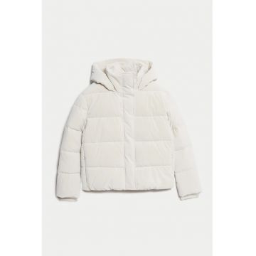 Geaca cu vatelina si gluga - Alb murdar