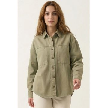 Geaca dama -  supradimensionata - buzunare - verde