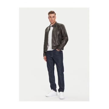 Geaca de piele pentru barbati  gri