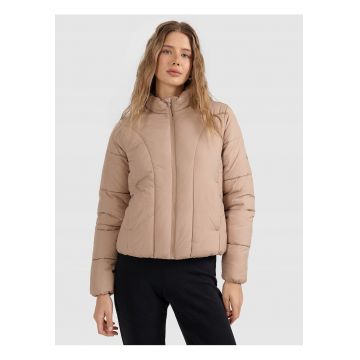 Geaca de puf  pentru femei - bej - umplutura sintetica - croiala slim - rip-stop