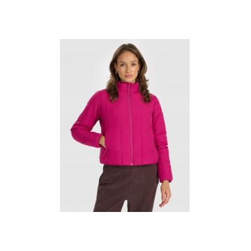 Geaca de tranzitie  pentru femei - roz - umplutura sintetica - croiala slim