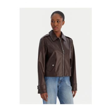 Geaca din imitatie de piele pentru femei  maro