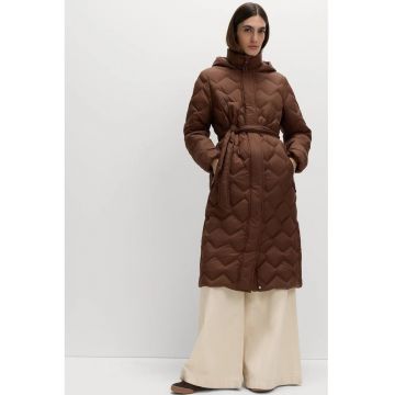 Geaca lunga cu umplutura de puf - Maro inchis