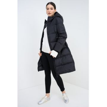 Geaca lunga cu umplutura de puf - Negru
