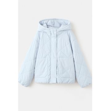 Geaca matlasata cu gluga - Albastru azur