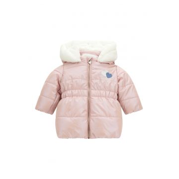 Geaca matlasata cu gluga si vatelina - Alb/Roz prafuit