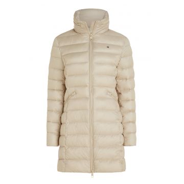 Geaca midi matlasata cu gluga - Bej