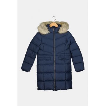 Geaca parka cu puf si gluga - Bleumarin