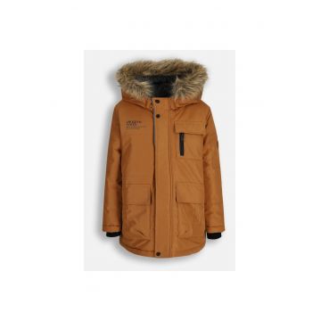 Geaca parka impermeabila cu garnitura din blana artificiala