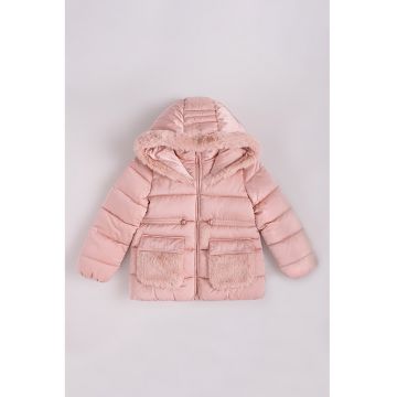 Geaca uni cu gluga - Roz prafuit