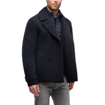 Haina scurta 2in1 din amestec de lana Claudio - Bleumarin