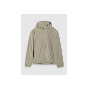Hanorac Fleece  Barbati - Gluga - Sportiv - Kaki - Material Usor