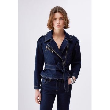 Jacheta biker din denim - Denim Blue
