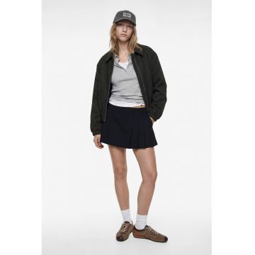 Jacheta bomber cu fermoar si guler scurt - Gri antracit