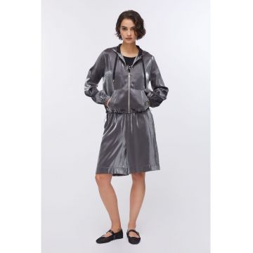 Jacheta bomber cu gluga - Argintiu