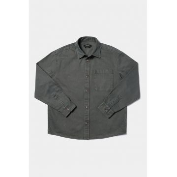 Jacheta-camasa de denim cu buzunar pe piept - Gri