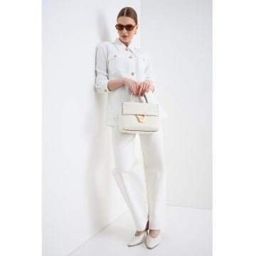 Jacheta-camasa din tuid cu nasturi metalici - Alb optic