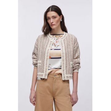 Jacheta crop cu nasturi contrastanti - Alb