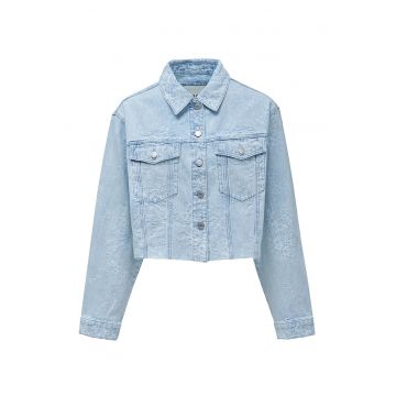 Jacheta crop din denim - Albastru azur