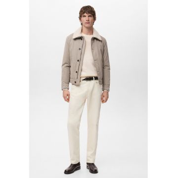 Jacheta cu buuznare oblice si nasturi - Bej deschis