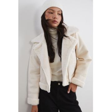 Jacheta cu buzunare laterale - Alb fildes