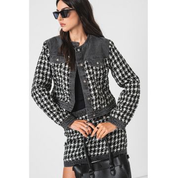 Jacheta cu decolteu la baza gatului - Negru/Alb optic