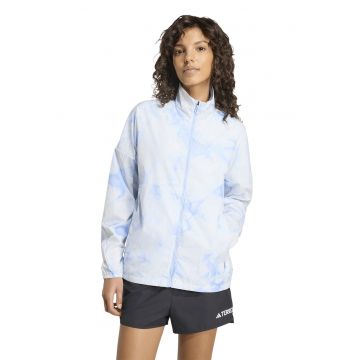 Jacheta cu fermoar pentru alergare trail - Alb/Albastru deschis