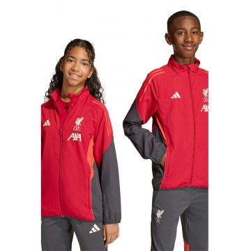 Jacheta cu fermoar pentru fotbal Liverpool - Alb/Rosu vermillion/Gri inchis