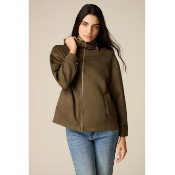 Jacheta cu fermoar si gluga - Kaki
