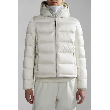 Jacheta cu gluga si aspect matlasat Aerons Rise - Alb