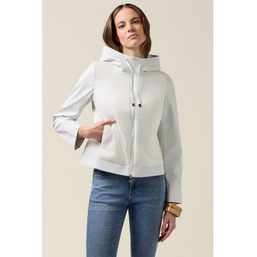 Jacheta cu gluga si fermoar - Alb