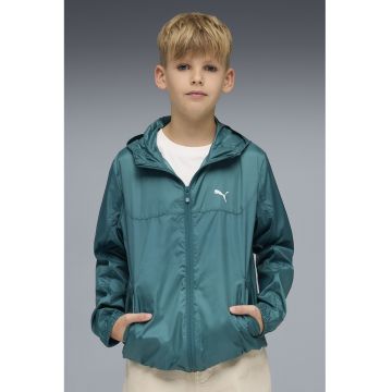 Jacheta cu gluga si fermoar Essentials - Albastru petrol