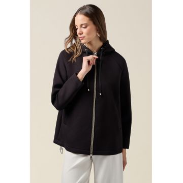 Jacheta cu gluga si fermoar - Negru