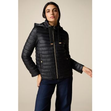 Jacheta cu gluga si fermoar - Negru