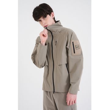 Jacheta cu gluga si logo - Kaki