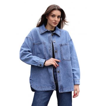 Jacheta dama -  supradimensionata - albastru - denim