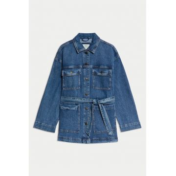 Jacheta de denim din amestec de lyocell - Albastru petrol