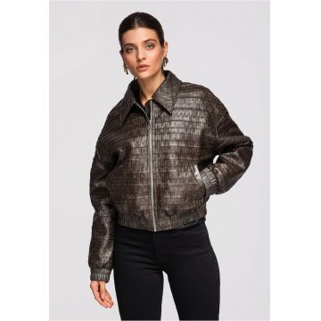 Jacheta de piele  OW-JAFL-0102 - Maro