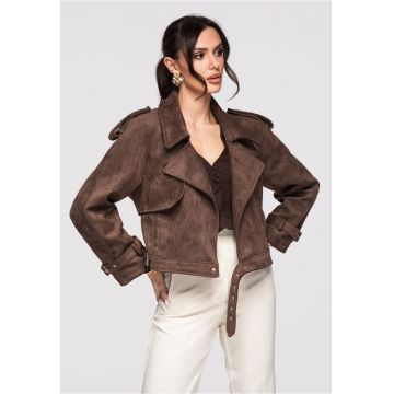 Jacheta de piele  OW-JAFL-0112 - Maro