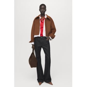 Jacheta din amestec de lana cu fermoar - Maro scortisoara