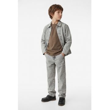 Jacheta din denim cu buzunare aplicate - Gri deschis